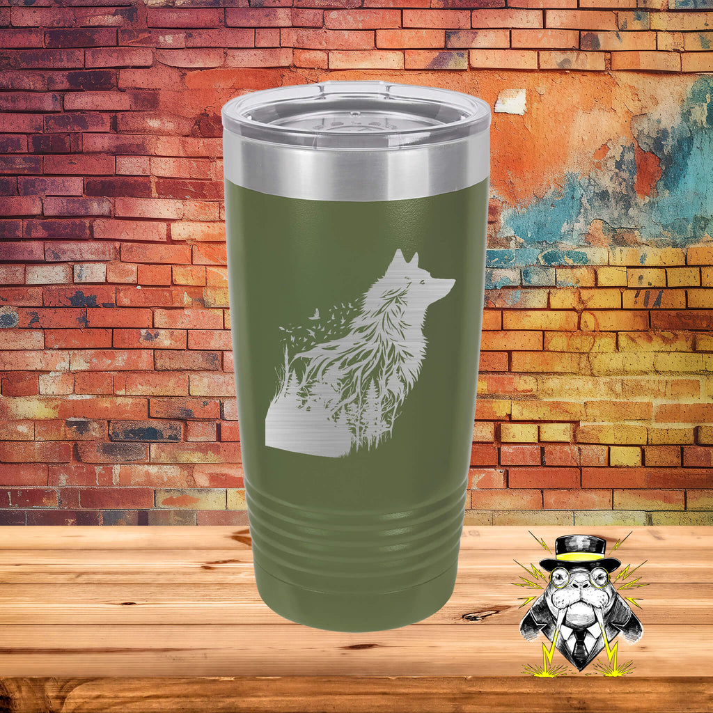 Abstract Wolf Engraved Tumbler