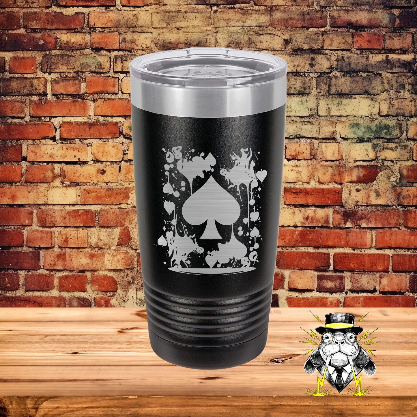 Abstract Spade Engraved Tumbler