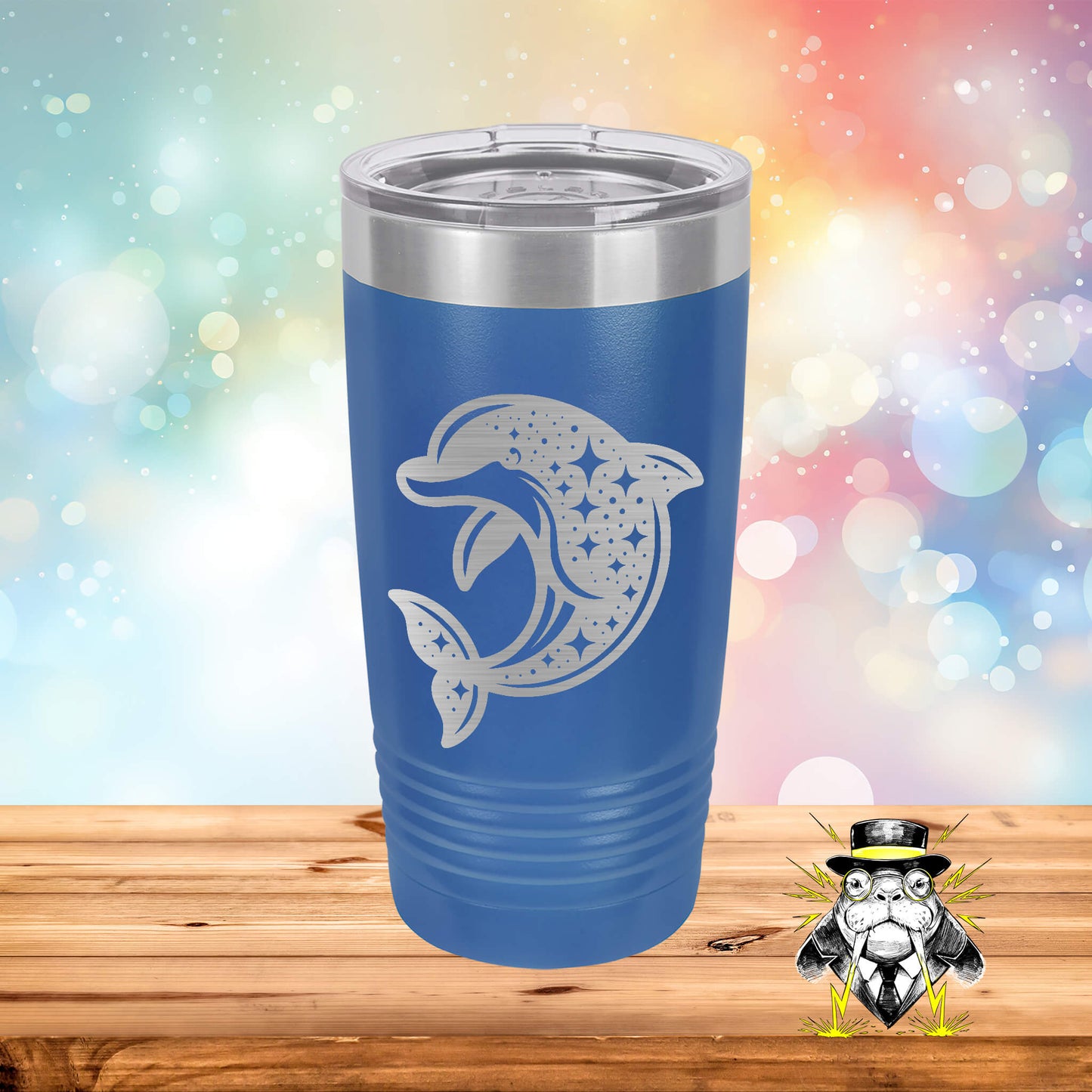 Starry Dolphin Engraved Tumbler