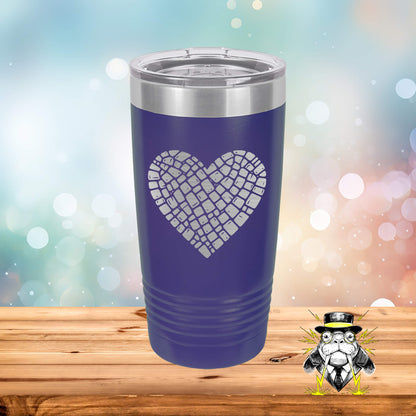 Mosaic Stone Heart Engraved Tumbler