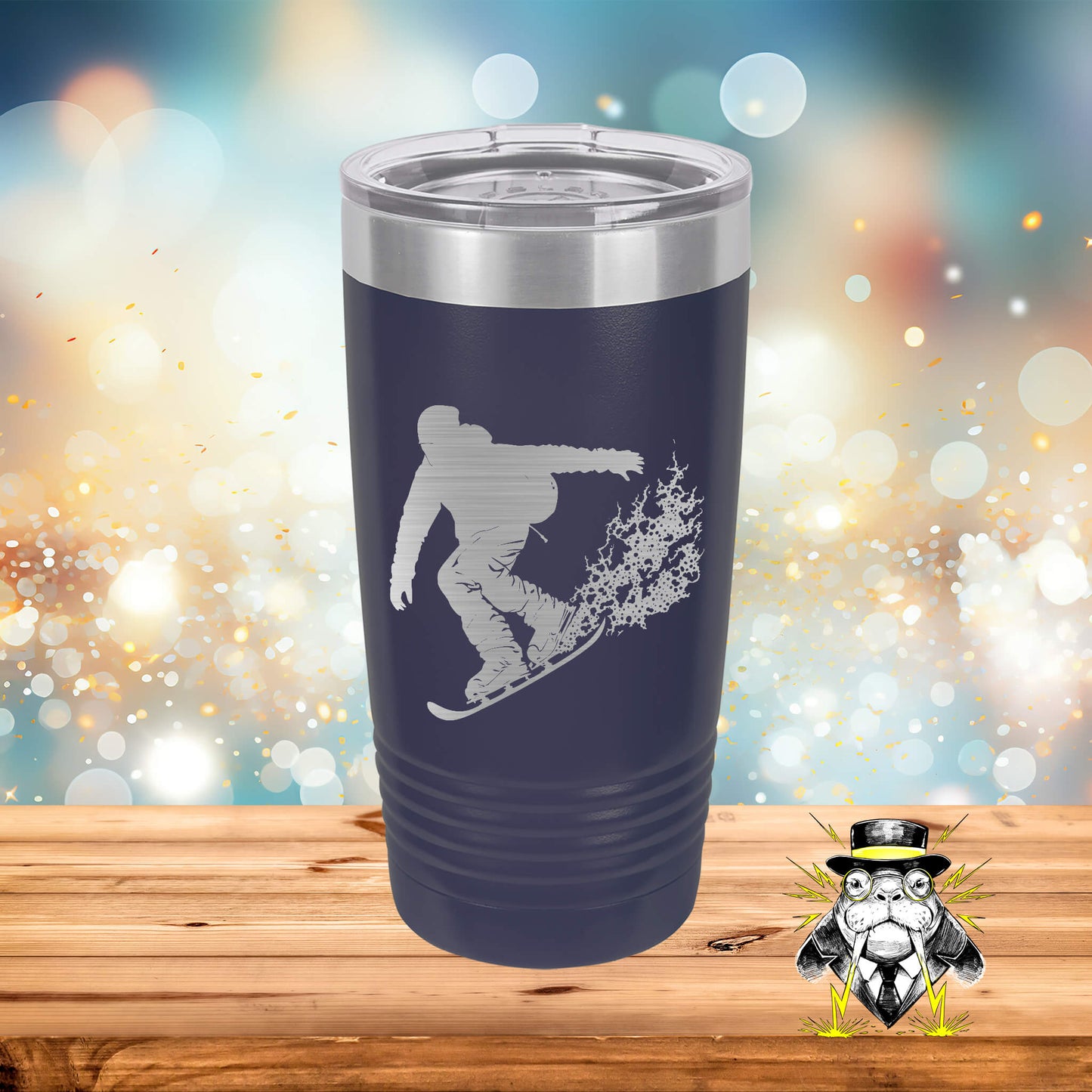 Abstract Snowboarding Engraved Tumbler