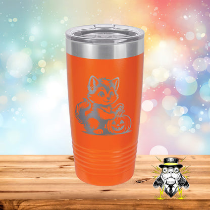 Spooky Wolf with Pumpkin Engraved Tumbler