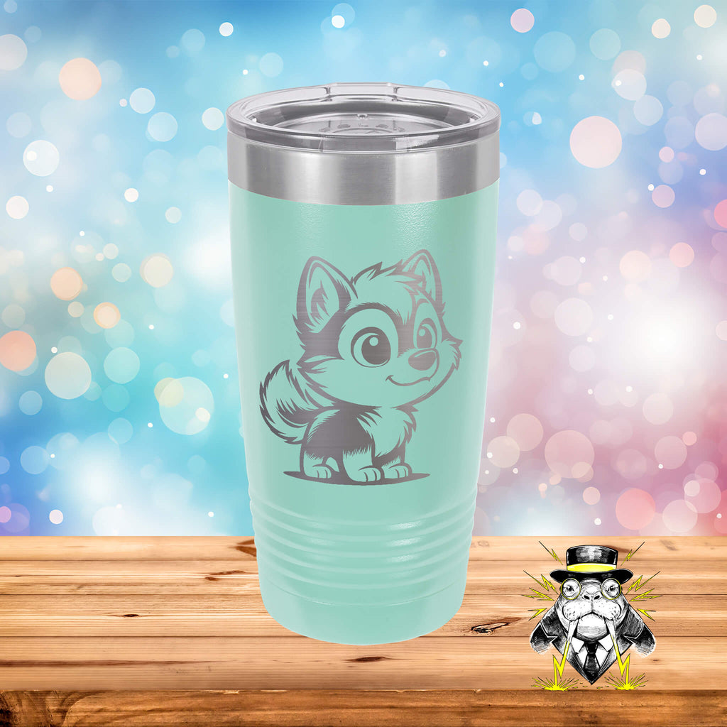 Happy Wolf Engraved Tumbler