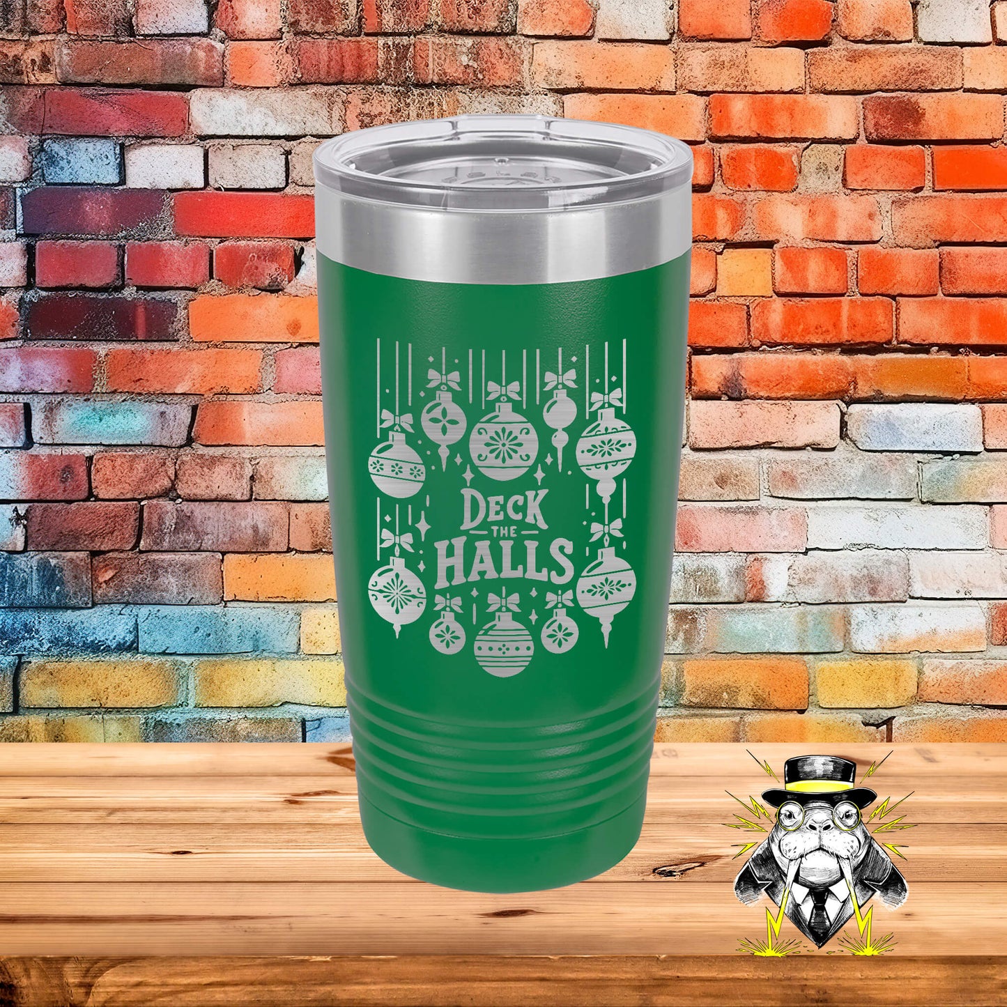 Deck the Halls Christmas Ornaments Engraved Tumbler