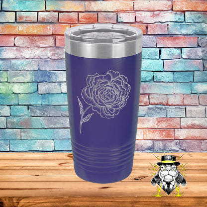 Peony Line Art Engraved Tumbler