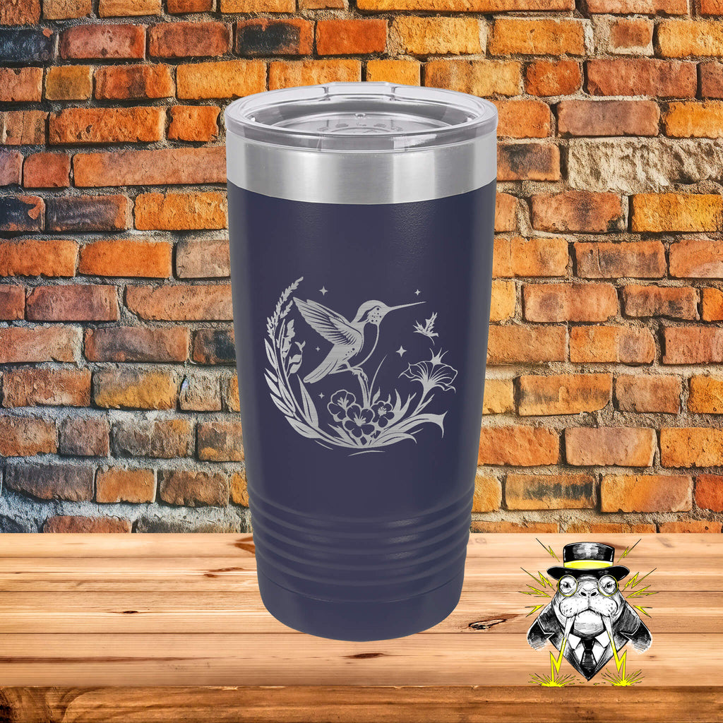 Hummingbird with Flower Engraved Tumbler