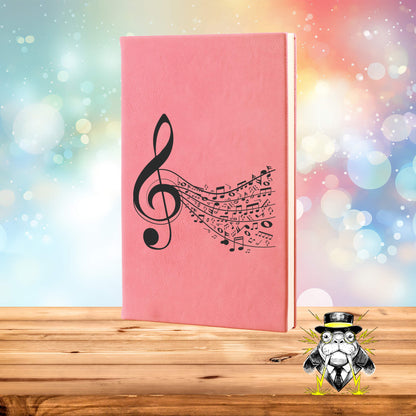 Music Notes Wave Engraved Leatherette Journal