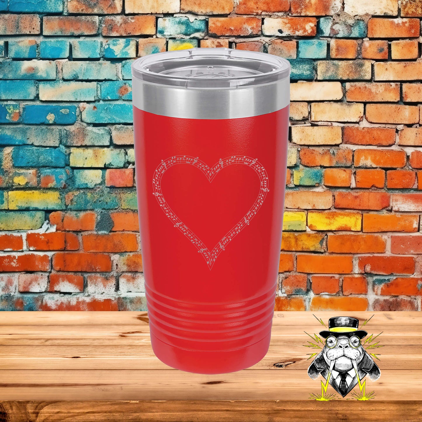 Music Notes Heart Engraved Tumbler