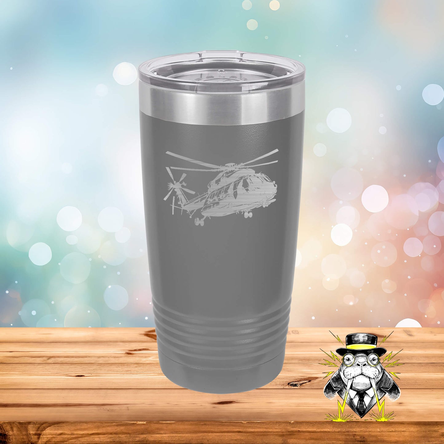 Realistic Helicopter Engraved Tumbler