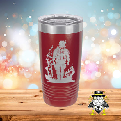 Firefighter in Fire Engraved Tumbler