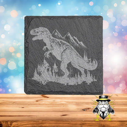 Albertosaurus on a Tundra Set of 4 Engraved Coasters