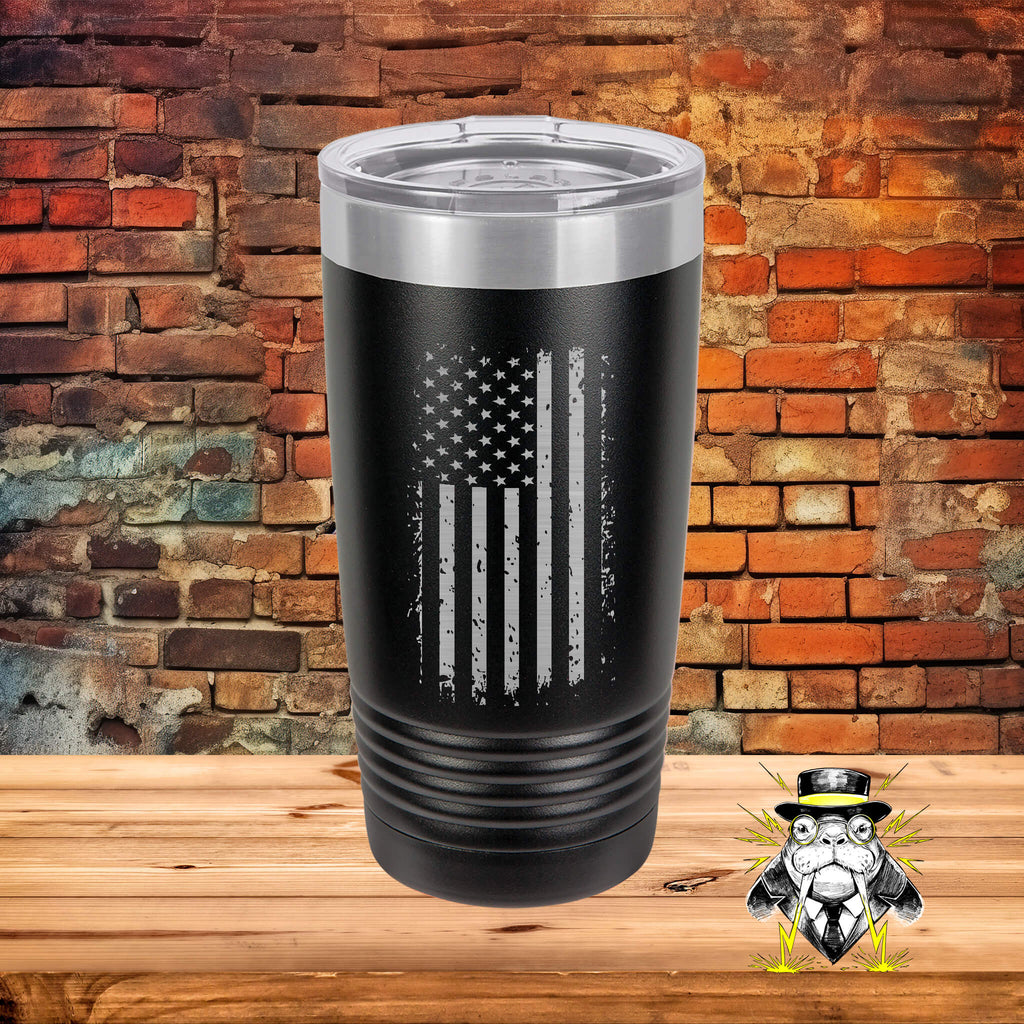 Grunge American Flag Engraved Tumbler