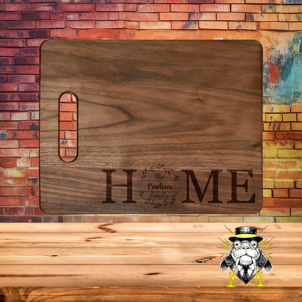 Home with Family Name Engraved Cutting Board