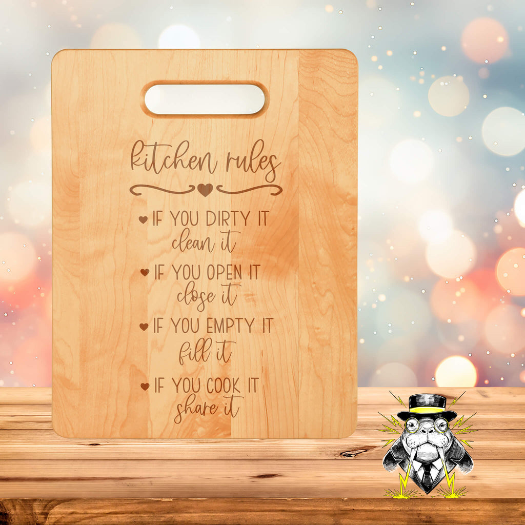 Kitchen Rules Engraved Cutting Board