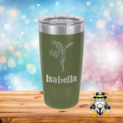 May Birth Flower Lily of the Valley with Name Engraved Tumbler