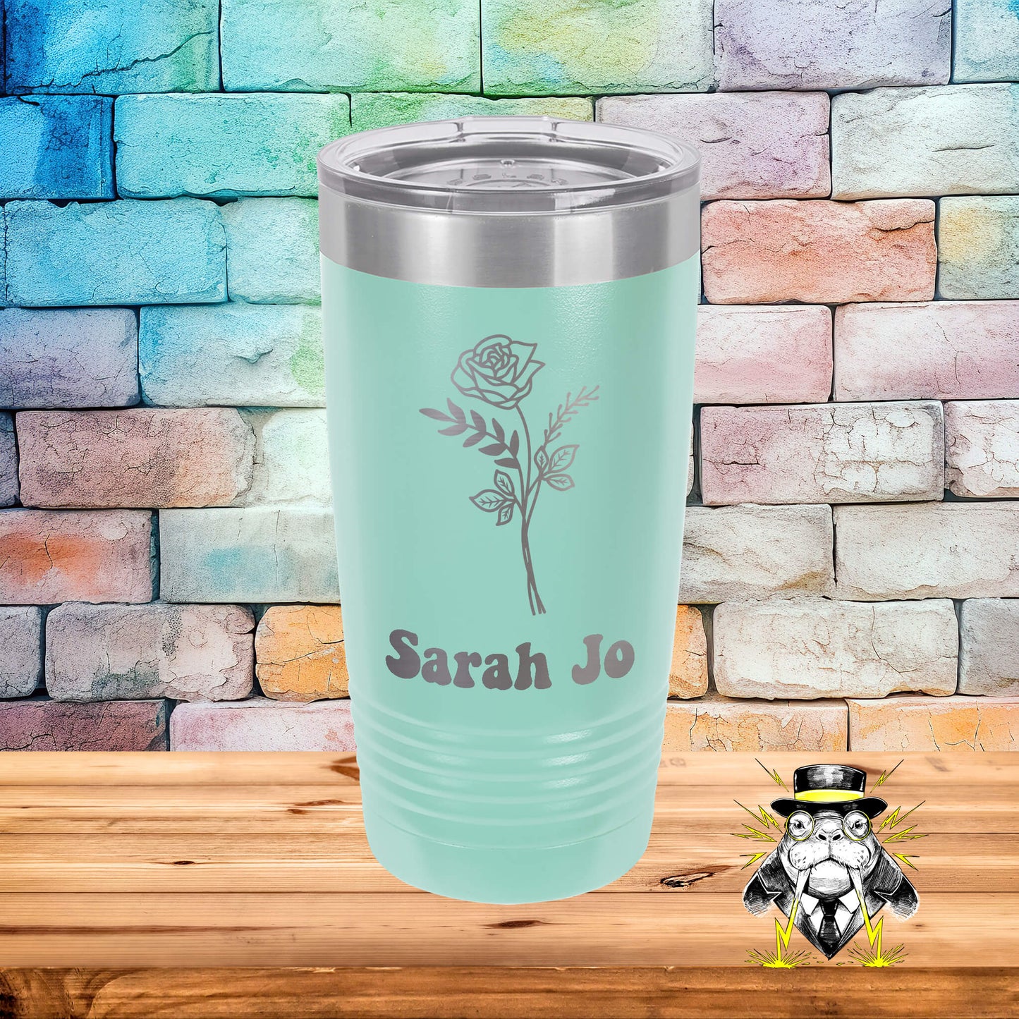 June Birth Flower Rose with Name Engraved Tumbler