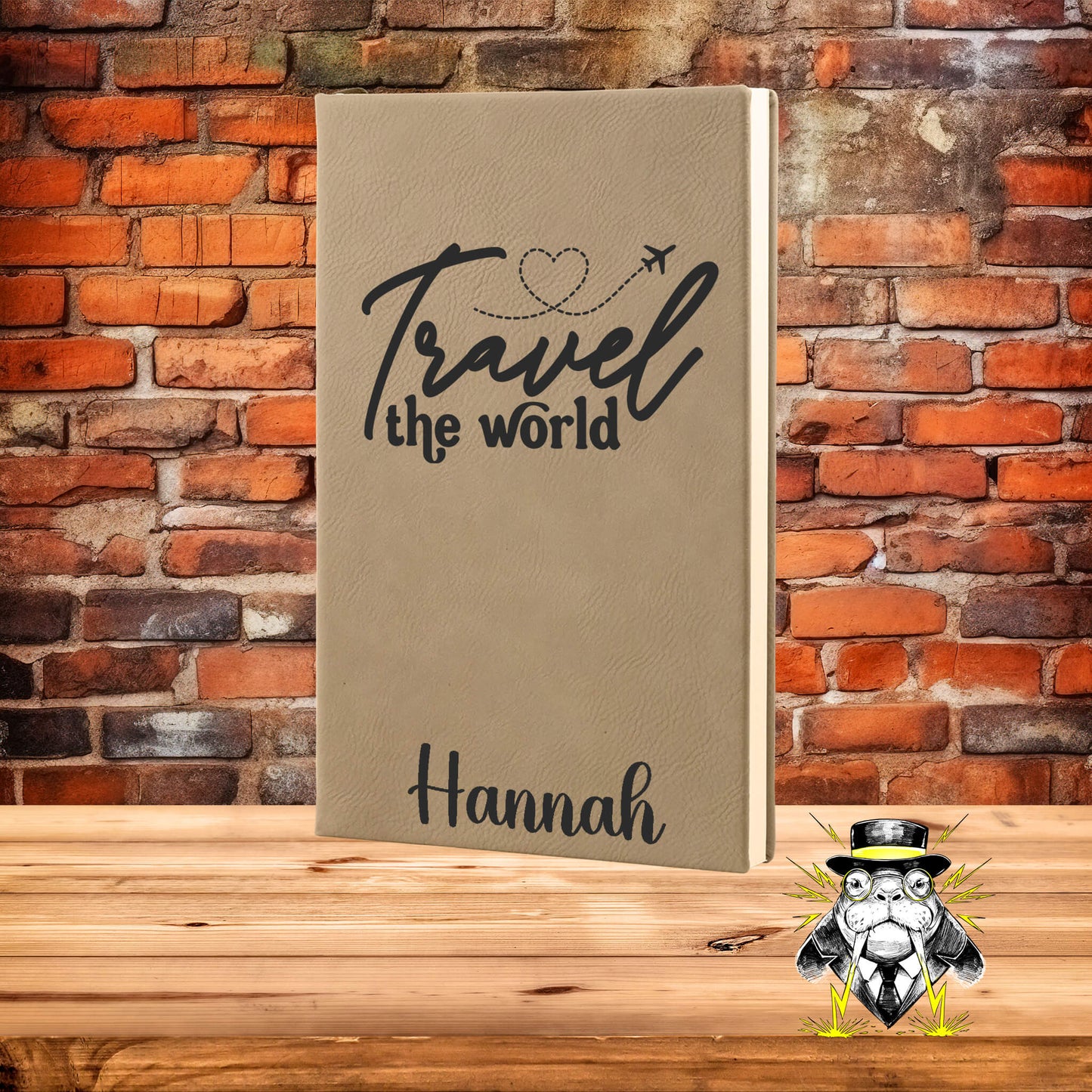 Travel the World with Name Engraved Leatherette Journal