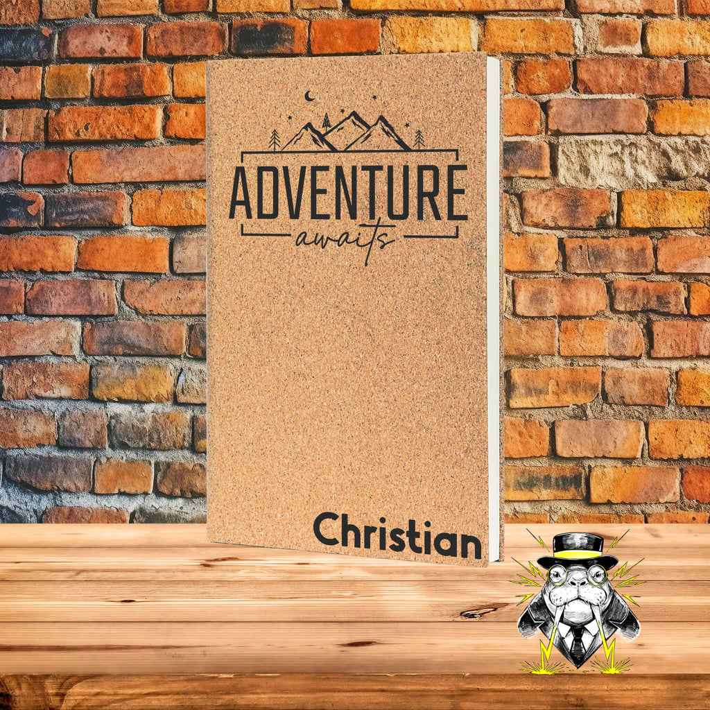 Adventure Awaits with Name Engraved Leatherette Journal