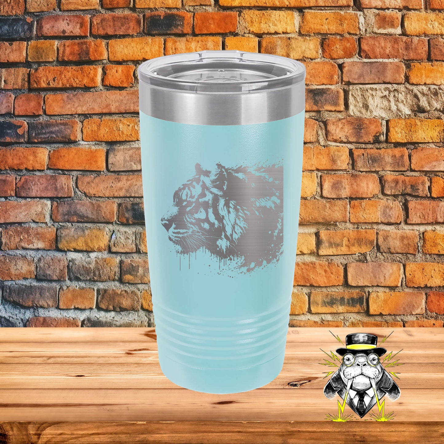 Abstract Tiger Engraved Tumbler