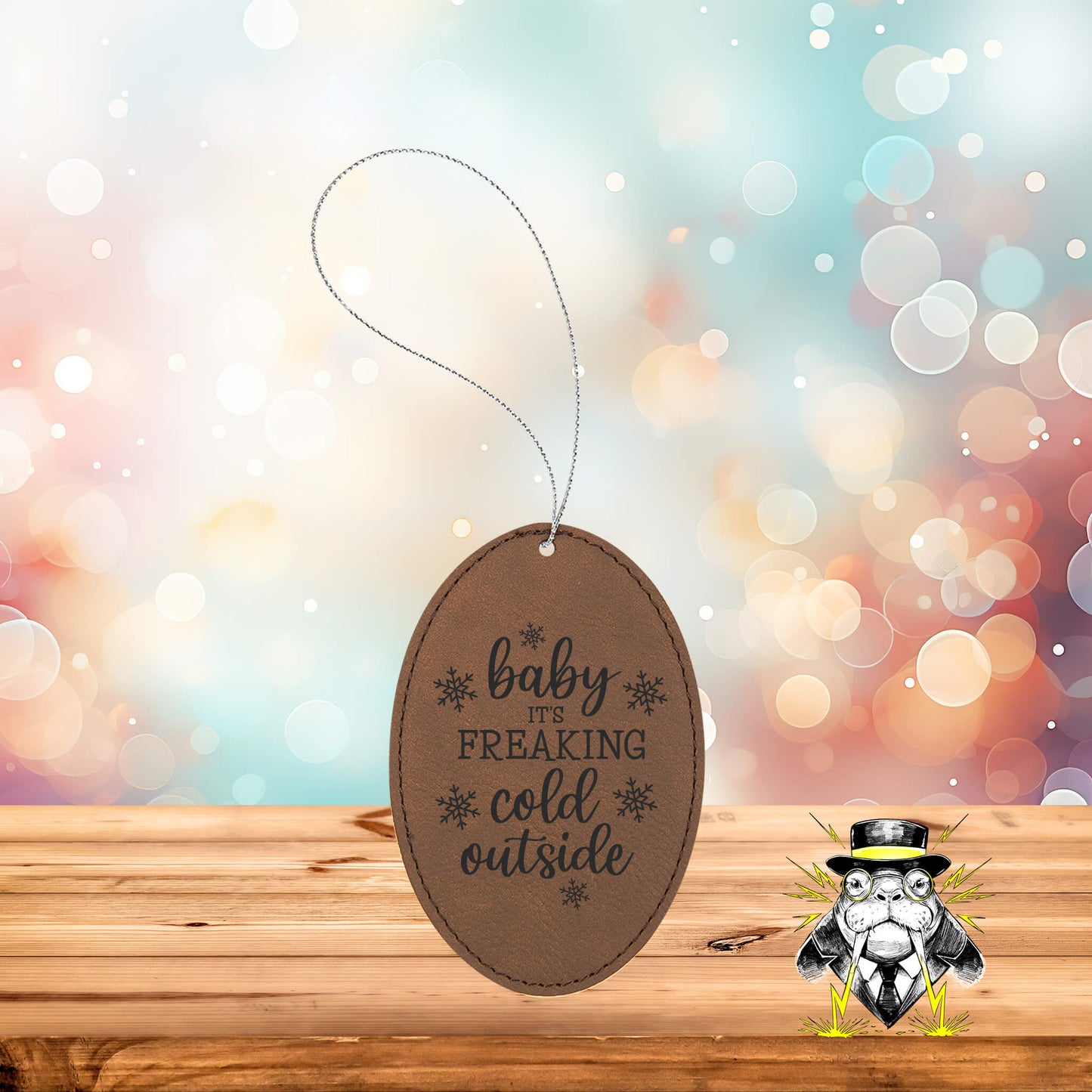 Baby It's Freaking Cold Engraved Leatherette Ornament