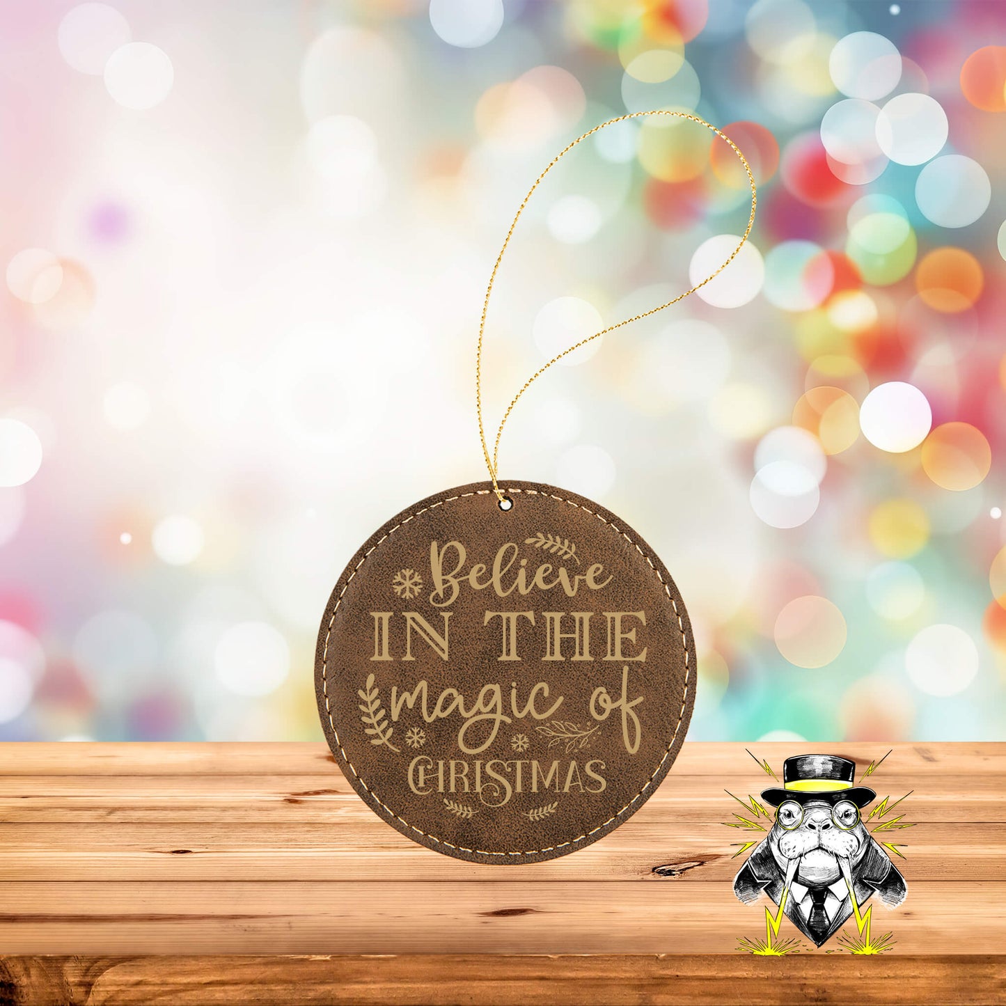 I Believe in the Magic of Christmas Engraved Leatherette Ornament