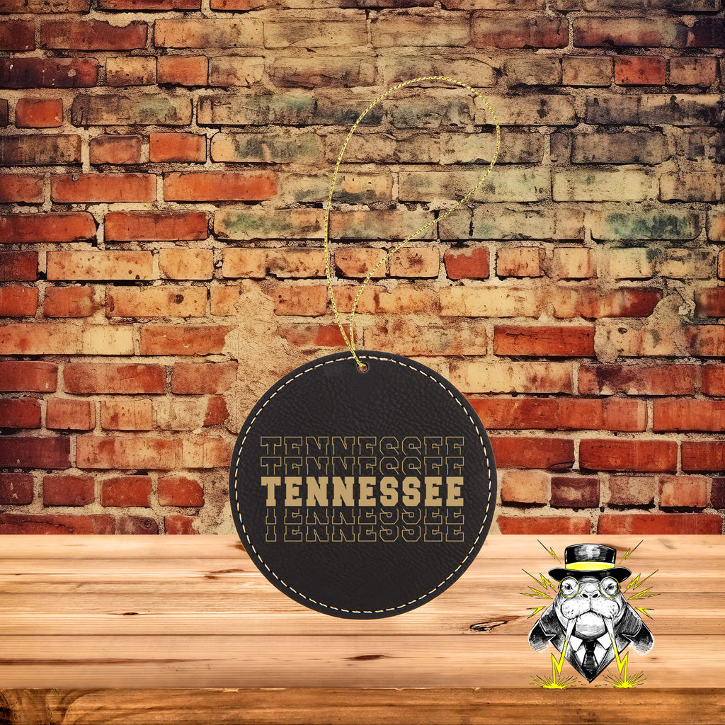 Tennessee Retro Engraved Leatherette Ornament