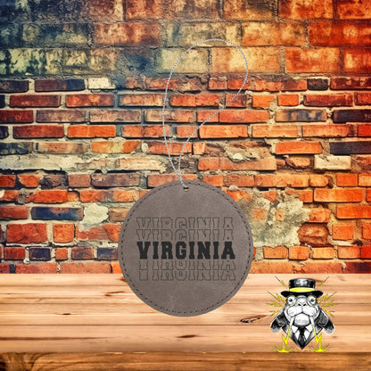 Virginia Retro Engraved Leatherette Ornament