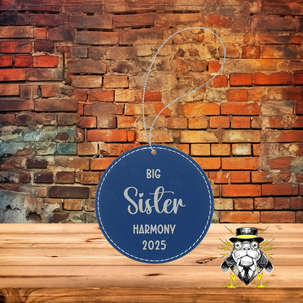 Big Brother or Sister Engraved Leatherette Ornament