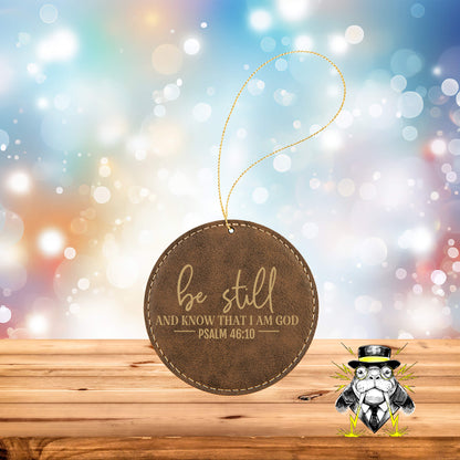 Be Still & Know Engraved Leatherette Ornament